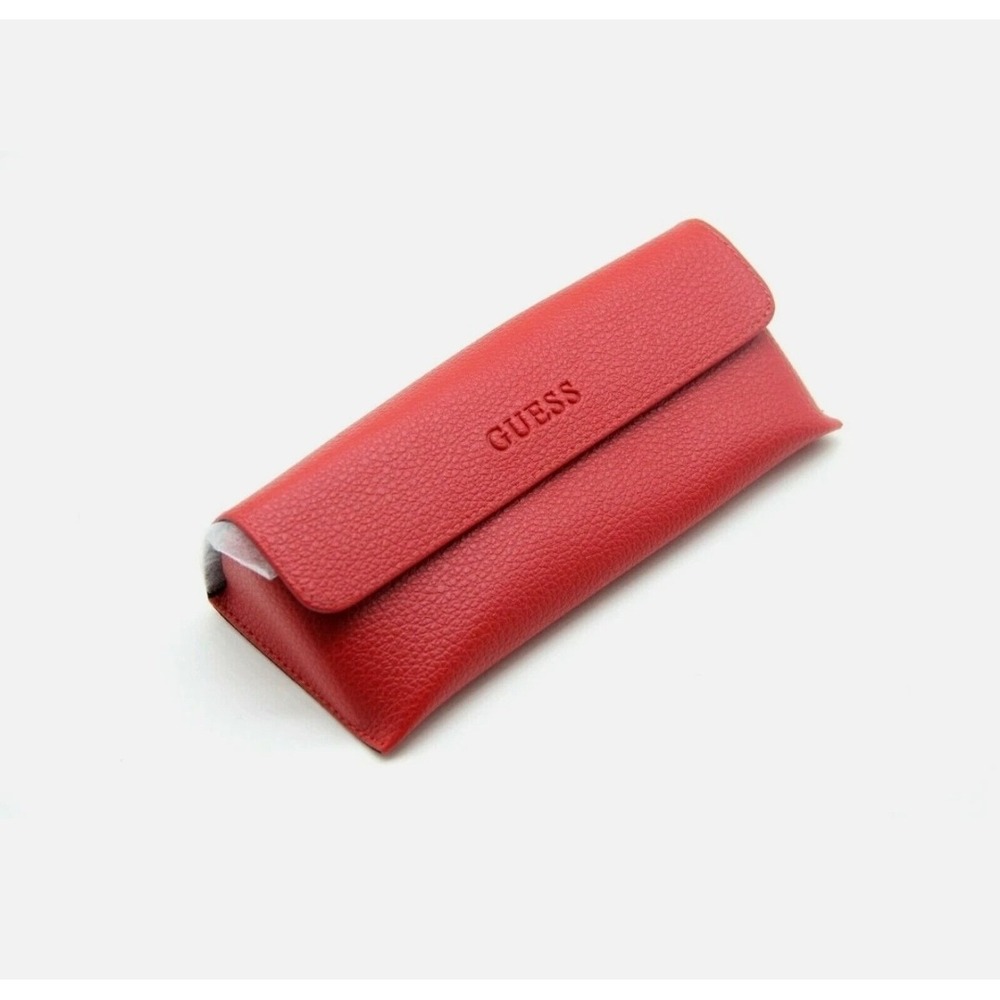 Guess Sunglasses Case Unisex OS Red Pebbled Faux Leather Magnetic Snap Logo